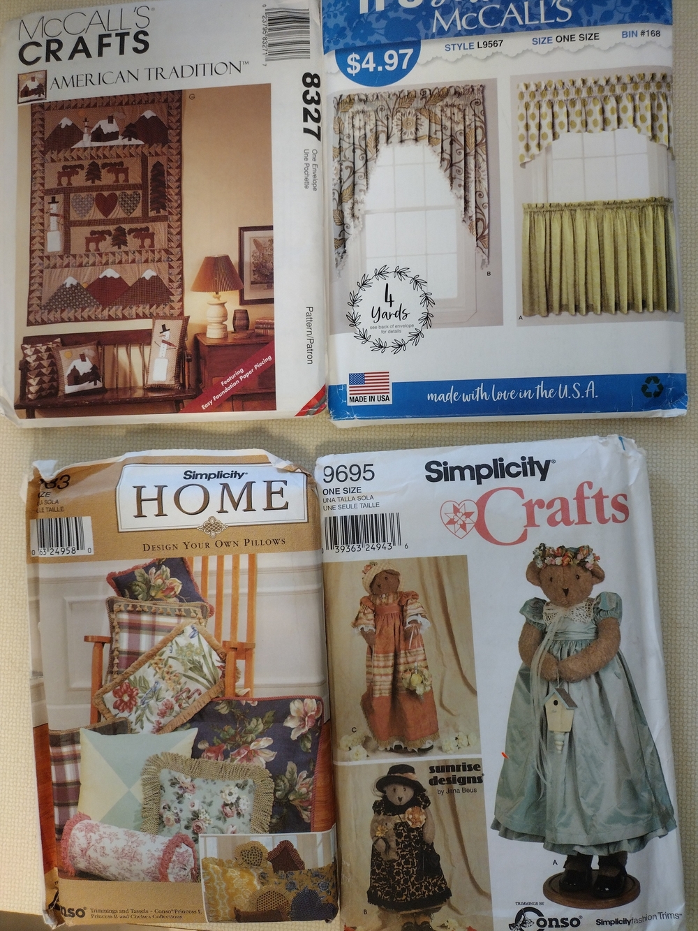 McCall's & Simplicity Craft Pattern Home, Pillows, Doll Clothing, Window 4